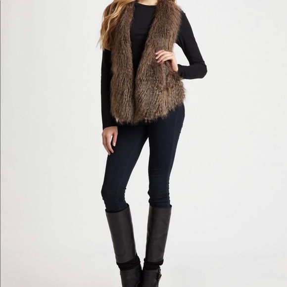 Ella Moss Arabella Faux Fur Open Front Sweater Vest - Picture 2 of 6